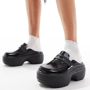 Crocs Stomp Platform High Shine Loafer, Black, Women's 10 Men's 8 Goth Twee Y2K